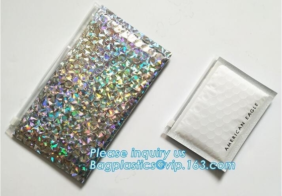 El anuncio publicitario polivinílico de la burbuja con la cremallera en brillo superior compone los bolsos, bolsa cosmética rosada más brillante metálica Sli de la burbuja de Zip lockkk del embalaje