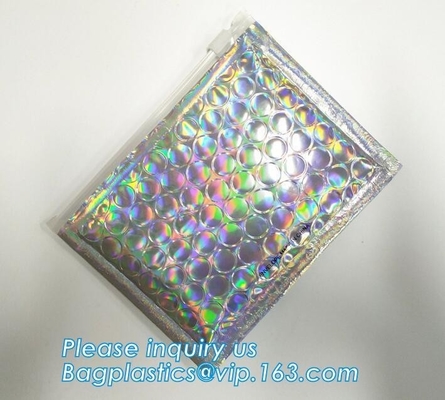 El anuncio publicitario polivinílico de la burbuja con la cremallera en brillo superior compone los bolsos, bolsa cosmética rosada más brillante metálica Sli de la burbuja de Zip lockkk del embalaje