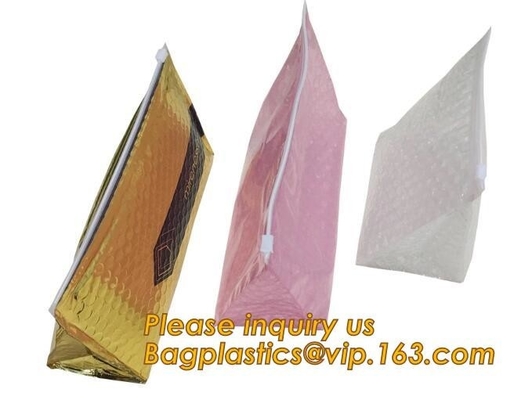 El resbalador rosado cosmético rellenó el bolso/el bolso de plata de Zip lockkk con la burbuja, papel de aluminio barato de los sobres acolchados Zip lockkk olográfico
