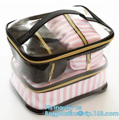 bolso cosmético del PVC de Zip lockkk de la promoción, bolso costmetic para embalar, bolso cosmético del vinilo del pvc con el caramelo Carry Bag, paquetes de la cremallera