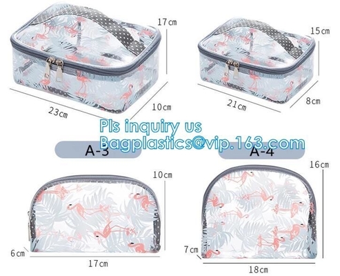 el bolso al por mayor de la cremallera del pvc del viaje del bolso del maquillaje, PVC plástico orgánico empaqueta la bolsa cosmética de la cremallera del artículo de tocador del sello del bolso del viaje, drawst