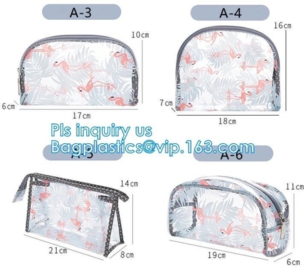 el bolso al por mayor de la cremallera del pvc del viaje del bolso del maquillaje, PVC plástico orgánico empaqueta la bolsa cosmética de la cremallera del artículo de tocador del sello del bolso del viaje, drawst