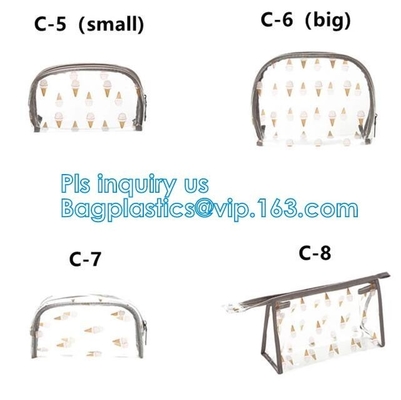 el bolso al por mayor de la cremallera del pvc del viaje del bolso del maquillaje, PVC plástico orgánico empaqueta la bolsa cosmética de la cremallera del artículo de tocador del sello del bolso del viaje, drawst