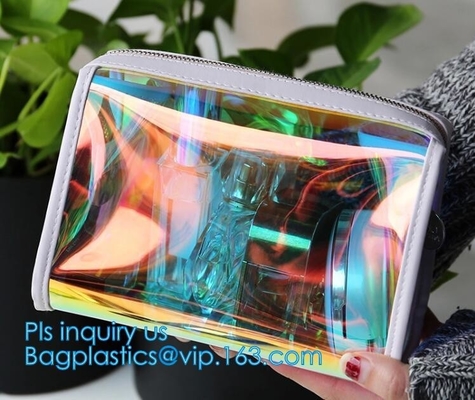 Las señoras a granel viajan promoción clara del pvc componen el bolso, toalla del retrete que empaqueta el bolso cosmético del plástico transparente del viaje de encargo del PVC
