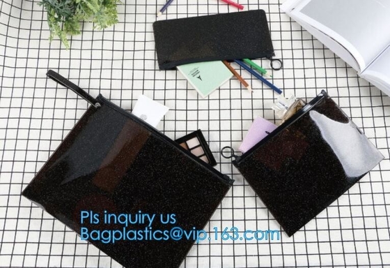 Bolso de Zip lockkk con la manija y el resbalador, bolso reconectable de Zip lockkk del resbalador del plástico transparente del pvc, cle de nylon blanco del resbalador reutilizable pequeño