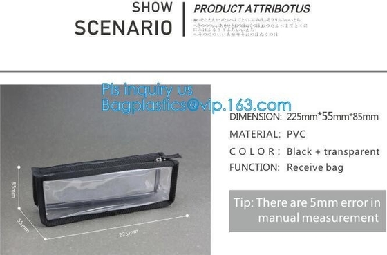 bolso de la cremallera del resbalador de la bolsa del fichero, bolso de la cremallera del resbalador para la joyería, caja de lápiz, bolso que embala ha del Pvc de la manta suave clara de la cremallera