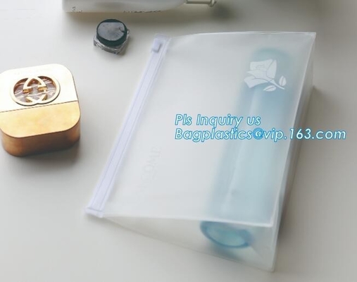 El maquillaje plástico cepilla el bolso para la cremallera EVA Slider Gusset Cosmetic Bag, empaquetado cosmético del bolso de la cremallera del resbalador, cremallera de las mujeres
