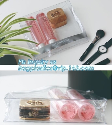 El maquillaje plástico cepilla el bolso para la cremallera EVA Slider Gusset Cosmetic Bag, empaquetado cosmético del bolso de la cremallera del resbalador, cremallera de las mujeres