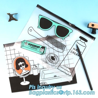 Organizador cosmético Bag para las muchachas de las mujeres, bolso del maquillaje del bolso de Zip lockkk del resbalador del viaje impermeable del PVC de la cremallera del pvc de Eva para el PA de la promoción