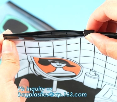 Organizador cosmético Bag para las muchachas de las mujeres, bolso del maquillaje del bolso de Zip lockkk del resbalador del viaje impermeable del PVC de la cremallera del pvc de Eva para el PA de la promoción