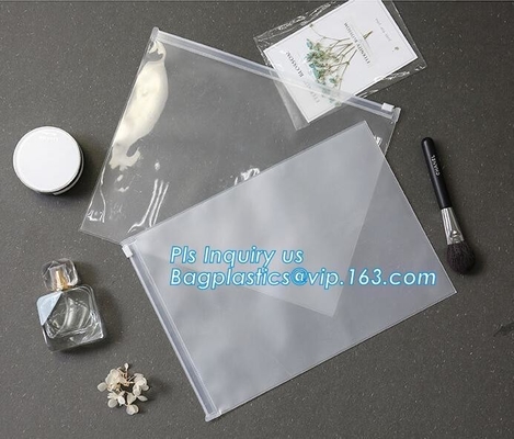 bolso plástico de la cremallera con los agujeros y el resbalador, bolso claro del PVC Zip lockkk del vinilo de la bolsa del PVC de la cremallera del resbalador, embalaje de la caída de la cremallera del resbalador
