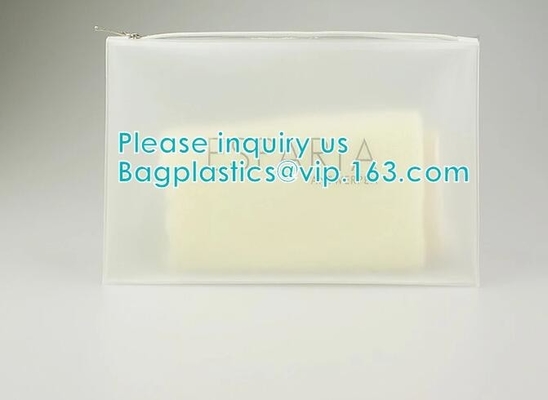 El embalaje cosmético del bolso transparente del pvc del vinilo, el resbalador inferior Zip lockkk del escudete imprimió los bolsos de la cremallera del pvc, bolso de empaquetado de la ropa