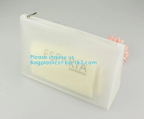 El embalaje cosmético del bolso transparente del pvc del vinilo, el resbalador inferior Zip lockkk del escudete imprimió los bolsos de la cremallera del pvc, bolso de empaquetado de la ropa