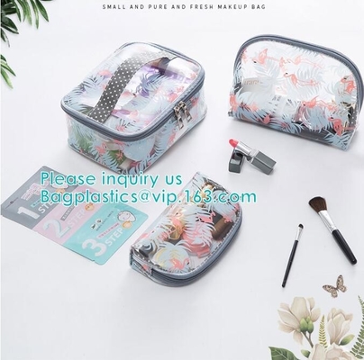 El bolso transparente claro de encargo del artículo de tocador del viaje del PVC de la bolsa del equipaje del viaje compone el bolso cosmético, belleza Tr cosmético del lavado del vinilo