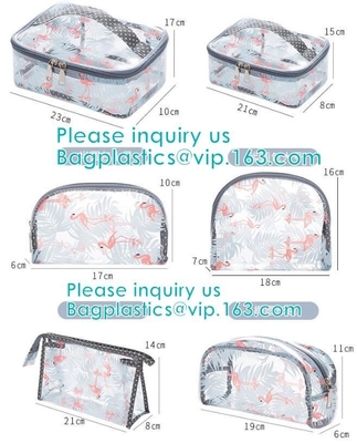 El bolso transparente claro de encargo del artículo de tocador del viaje del PVC de la bolsa del equipaje del viaje compone el bolso cosmético, belleza Tr cosmético del lavado del vinilo
