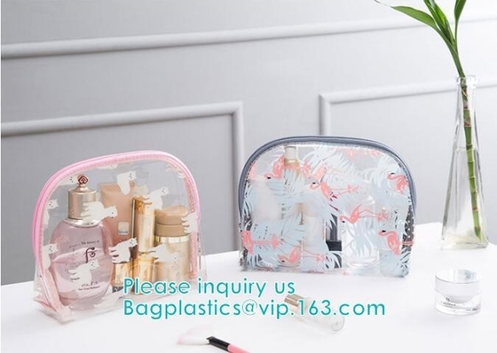 El bolso transparente claro de encargo del artículo de tocador del viaje del PVC de la bolsa del equipaje del viaje compone el bolso cosmético, belleza Tr cosmético del lavado del vinilo