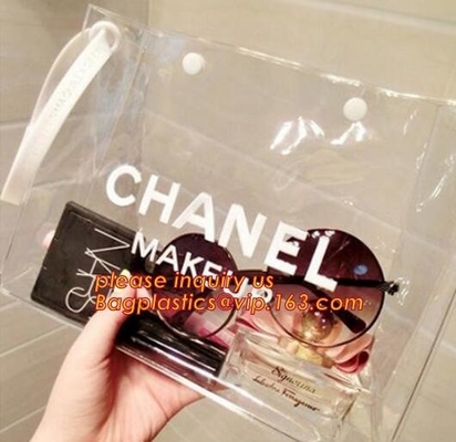 bolso que embala plástico del pvc del bolso transparente de la playa con la bolsa del pvc de la cerradura de la cremallera, bolsos del bikini, bolsa del bikini, empaquetado del traje de baño
