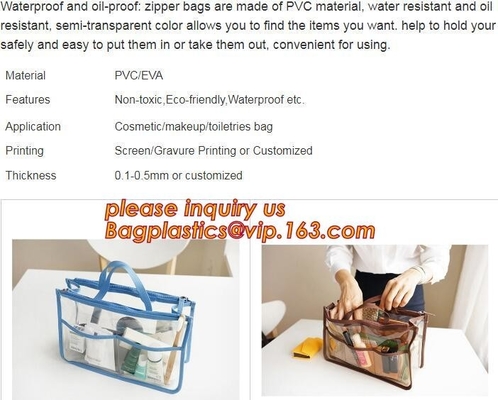 bolso colgante impermeable para el viaje, bolso cosmético transparente del artículo de tocador del maquillaje del viaje del artículo de tocador Bag/PVC de /Clear del bolso del PVC del vinilo
