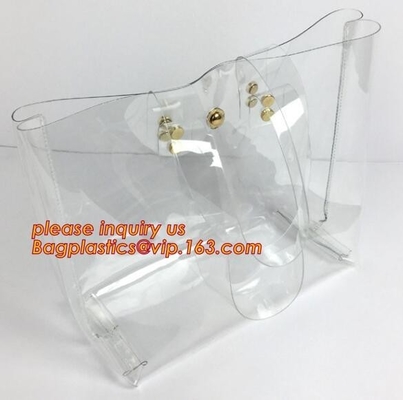 Las mujeres claras del PVC de Tote Bags Handbag llevan a hombros el bolso transparente de la playa de la moda, bolsos Tote Beach Handbags, cremallera de las mujeres del PVC del eco