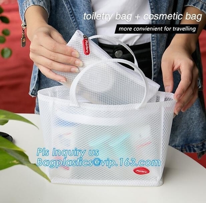 bolso cosmético de la malla del PVC, bolsos de la manta de la cremallera del pvc del vinilo/pequeños bolsos de la cremallera de la malla/bolso de la cremallera, Mesh Makeup Brush Organizer Trav