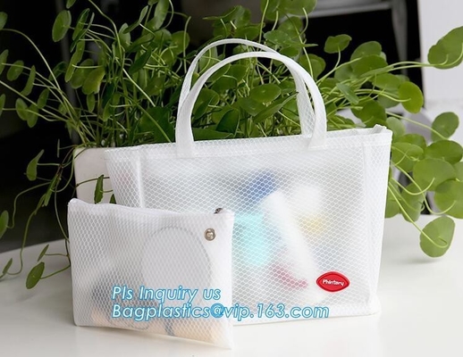 bolso cosmético de la malla del PVC, bolsos de la manta de la cremallera del pvc del vinilo/pequeños bolsos de la cremallera de la malla/bolso de la cremallera, Mesh Makeup Brush Organizer Trav