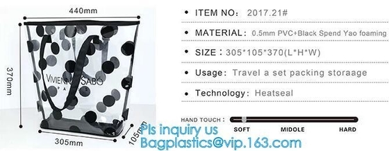 efectos de escritorio que empaquetan el bolso claro de la manija del pvc, bolso para el ocio de la playa, bolso de la playa del pvc de la manija del bolso del PVC de la manija con el botón