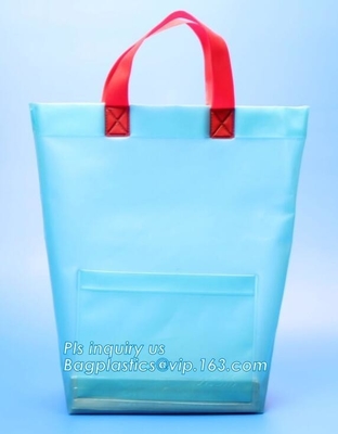 el bolso transparente para el regalo, bolso del pvc de la manija de cosmetics/PVC, los bolsos plásticos de la manija para el viaje del maquillaje fijó empaquetando, mano cortada con tintas