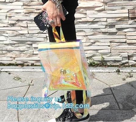 mochila transparente al por mayor con las correas rellenadas, PVC claro impermeable del claro del pvc del bolsillo de Transparent del estudiante de la escuela detrás