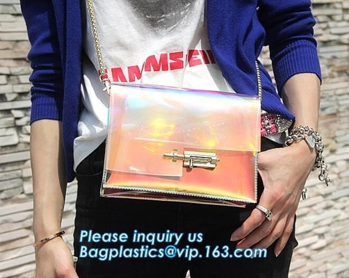 Embrague transparente claro Tote Bag, CRO (coordinadora) clara transparente del bolso DIY del PVC de la playa del hombro del bolso del pvc del bolso de la jalea del caramelo