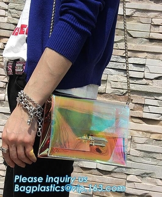 Embrague transparente claro Tote Bag, CRO (coordinadora) clara transparente del bolso DIY del PVC de la playa del hombro del bolso del pvc del bolso de la jalea del caramelo