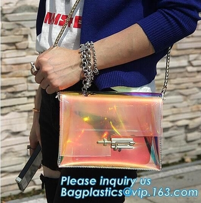 Embrague transparente claro Tote Bag, CRO (coordinadora) clara transparente del bolso DIY del PVC de la playa del hombro del bolso del pvc del bolso de la jalea del caramelo