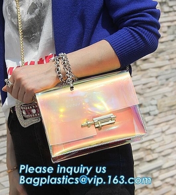 Embrague transparente claro Tote Bag, CRO (coordinadora) clara transparente del bolso DIY del PVC de la playa del hombro del bolso del pvc del bolso de la jalea del caramelo