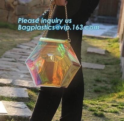 bolso del pvc de los bolsos para el bolso impermeable del pvc de la cremallera de las señoras, bolsos transparentes del PVC, PVC del bolso del laser de la moda