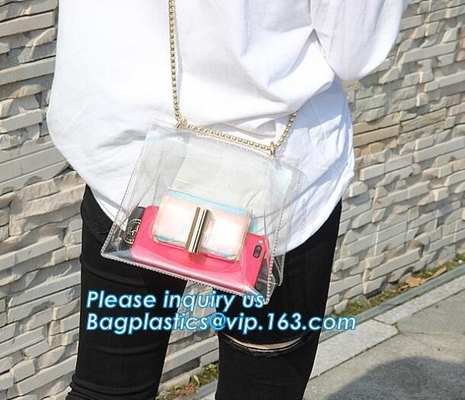 Prenda impermeable Tote Bag para la moda adolescente y mujer con clase, mochila clara durable del bolso de la cremallera del Pvc para el mejor precio, PVC Shoulde