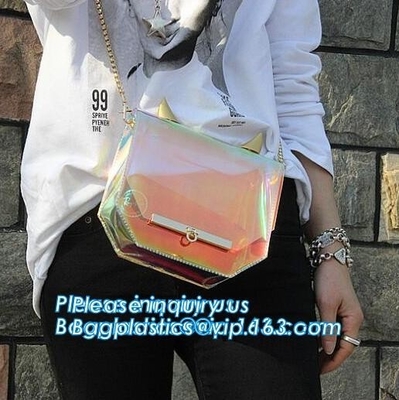 bolso de la manija con la bolsa de asas clara impermeable larga del pvc de la correa de hombro, mujeres bolso de encargo grande, shoulde del bolso de la manija