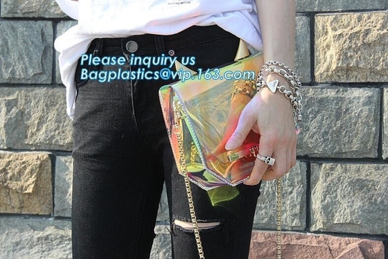 bolso de la manija con la bolsa de asas clara impermeable larga del pvc de la correa de hombro, mujeres bolso de encargo grande, shoulde del bolso de la manija