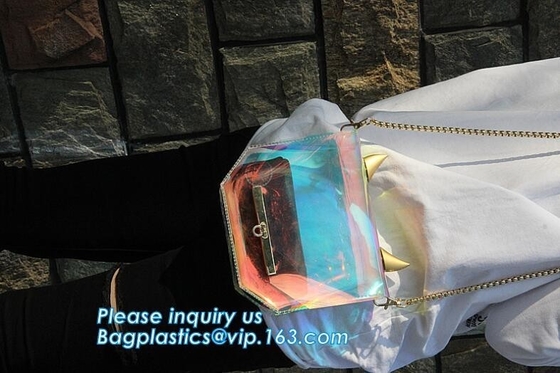 bolso de la manija con la bolsa de asas clara impermeable larga del pvc de la correa de hombro, mujeres bolso de encargo grande, shoulde del bolso de la manija