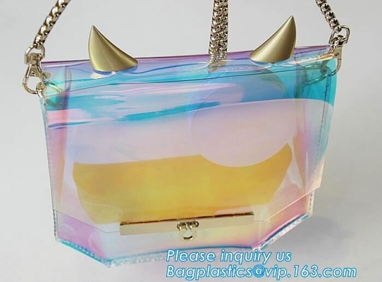 bolsa de asas material del hombro de la impresión del PVC del laser la nueva, muchachas lleva a hombros a Tote Beach Bag, bolso transparente de la playa del PVC de las señoras
