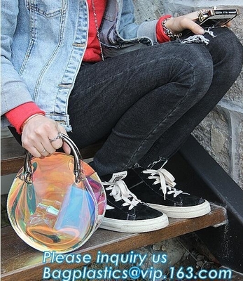 el bolso transparente del pvc de la bolsa de asas de las mujeres, playa Tote Bags Handbag With Handle, la bolsa de asas del vinilo del PVC del bolso con interno dibuja