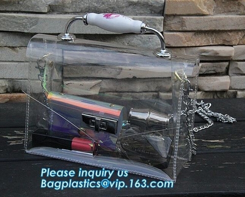 bolso del pvc con el pequeño bolso, cruz de moda transparente del bolso del bolso del PVC - bolso del cuerpo, portador del pvc, portador Han