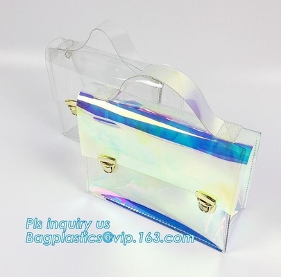 bolso transparente del totalizador del PVC de la moda del bolso de compras del pvc del laser del verano, pvc claro barato promocional H plástico de la moda de las señoras