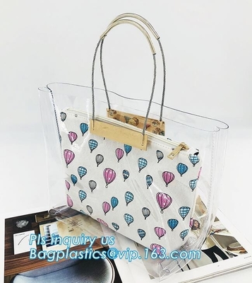 bolso claro del adolescente del bolso de la manija del anillo del bolso del pvc, bolso del caramelo del bolso del PVC Jelly Tote, bolso de la playa, portador de la manija, bolso