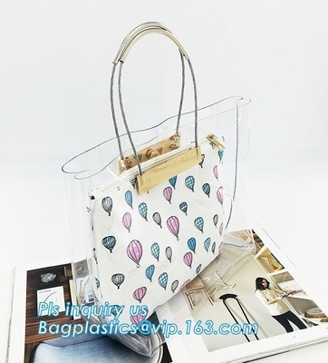 bolso claro del adolescente del bolso de la manija del anillo del bolso del pvc, bolso del caramelo del bolso del PVC Jelly Tote, bolso de la playa, portador de la manija, bolso