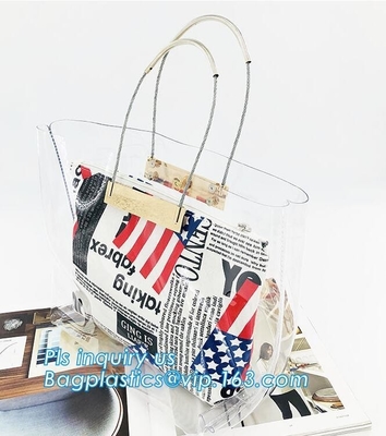 bolso claro del adolescente del bolso de la manija del anillo del bolso del pvc, bolso del caramelo del bolso del PVC Jelly Tote, bolso de la playa, portador de la manija, bolso