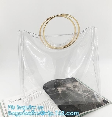 muchachas del bolso del pvc un bolso para la universidad, bolso claro de la playa del vinilo del bolso del totalizador del hombro de la honda transparente del PVC