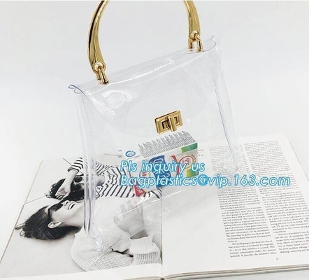La bolsa de asas clara para las mujeres, pvc claro plástico de la capacidad grande del bolso del pvc de los bolsos transparentes de la moda del pvc del hombro ser