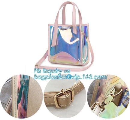 Bolso colorido clásico del bolso de la bolsa del bolso de la cartera del PVC, cruz del PVC - la bolsa para transportar cadáveres para las muchachas del viaje de la escuela, Tote Bag Clear Shou