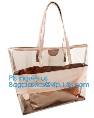 El Pvc modificó el bolso claro de la prenda impermeable para requisitos particulares del bolso de las mujeres con el cosmético, playa clara del pvc empaqueta la fábrica del bolso del pvc