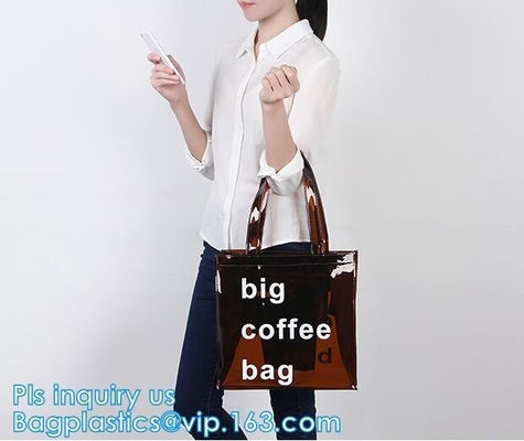 Bolso del Pvc del bolso de las mujeres de la moda solo de la playa transparente del claro, bolsos promocionales del pvc, cartera, monedero, pac