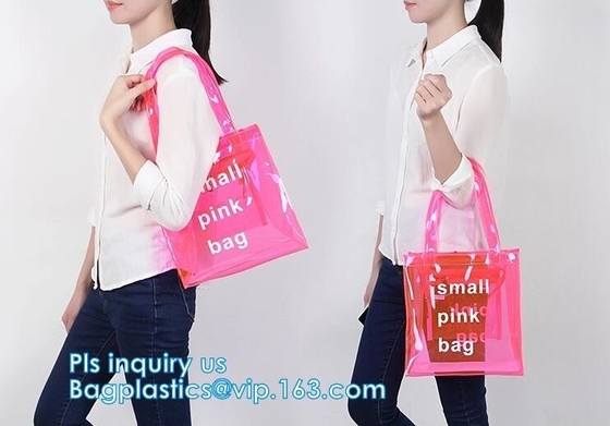 Bolso del Pvc del bolso de las mujeres de la moda solo de la playa transparente del claro, bolsos promocionales del pvc, cartera, monedero, pac